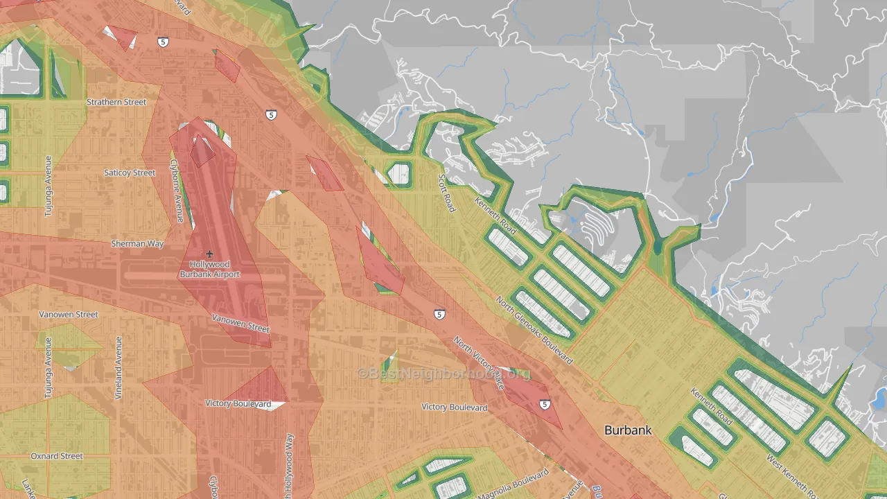 91504, CA Map of Noise Levels in 91504