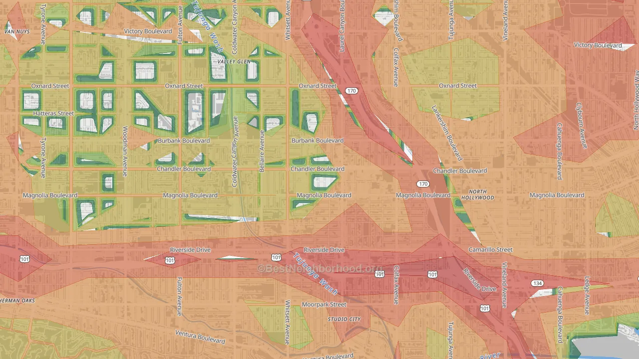 91607, CA Map of Noise Levels in 91607