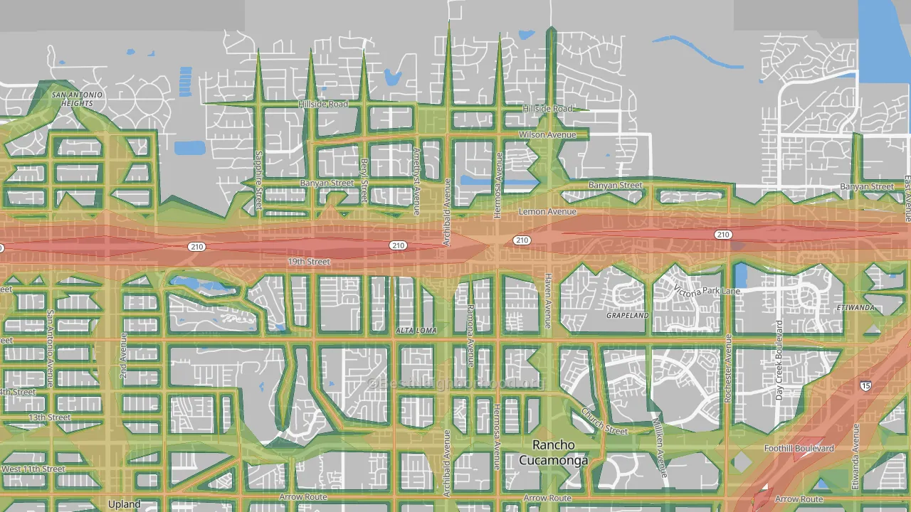 91701, CA Map of Noise Levels in 91701