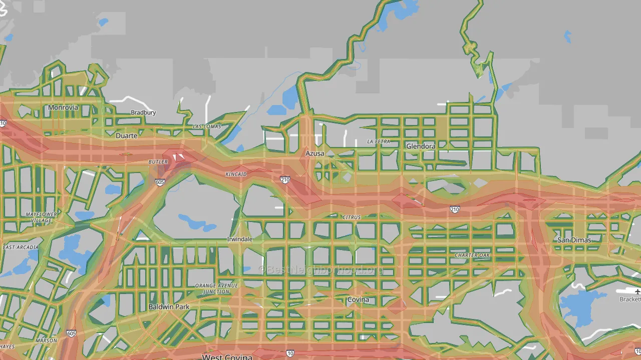 91702, CA Map of Noise Levels in 91702