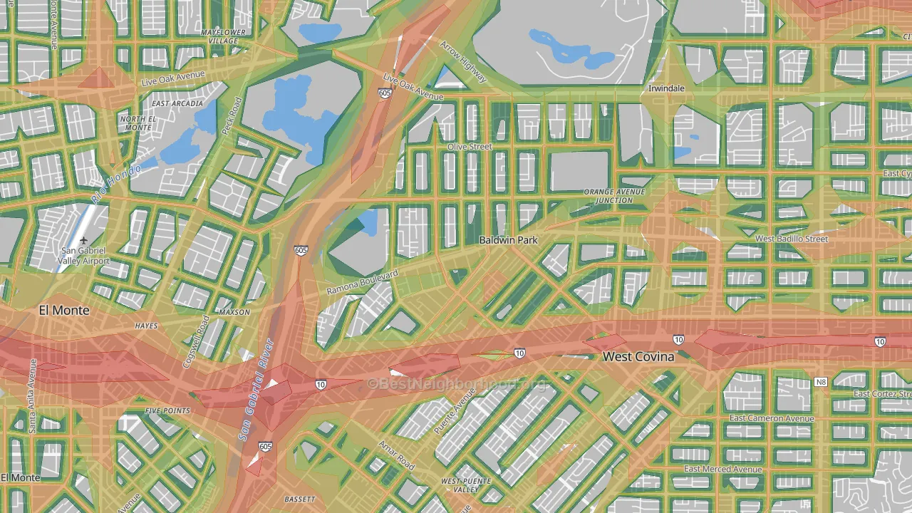 91706, CA Map of Noise Levels in 91706