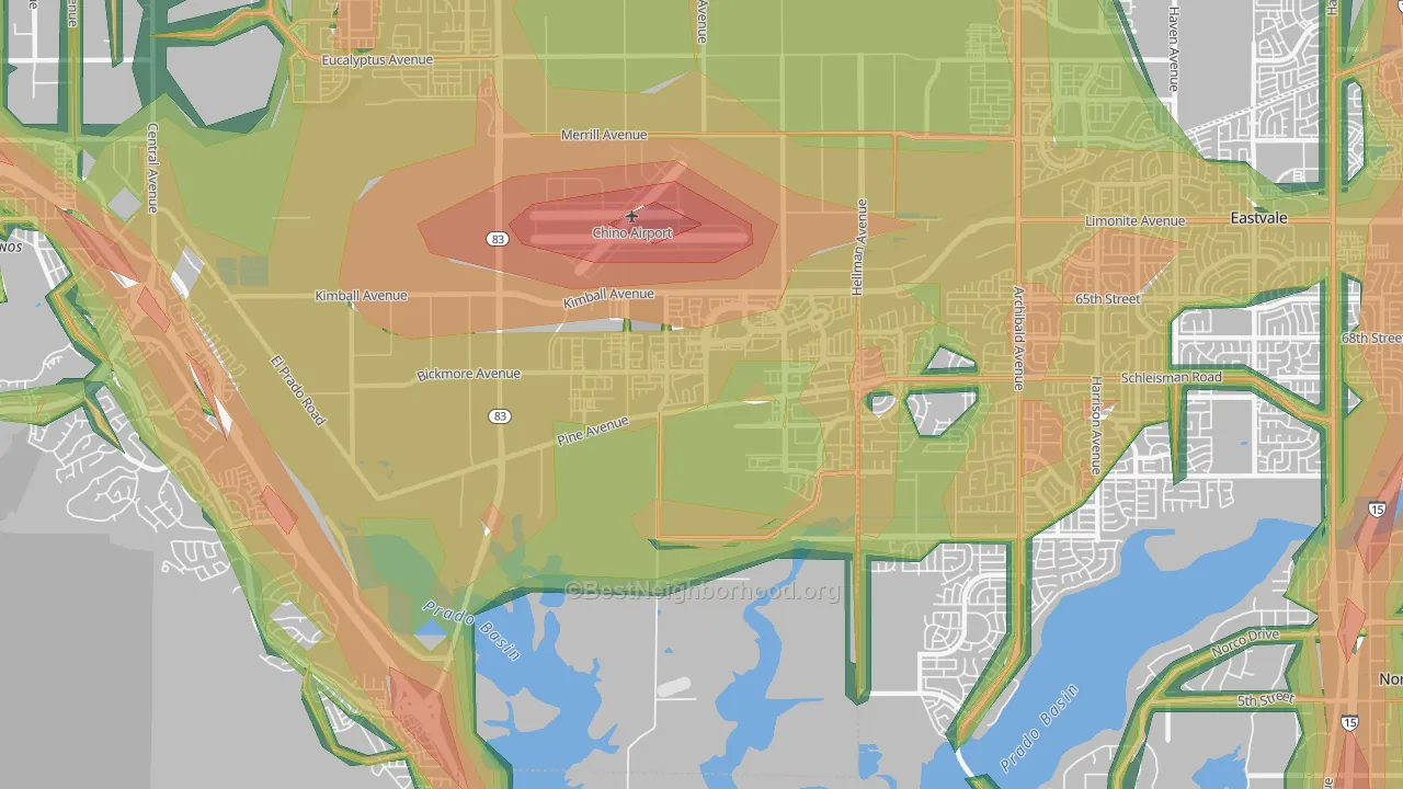 91708, CA Map of Noise Levels in 91708