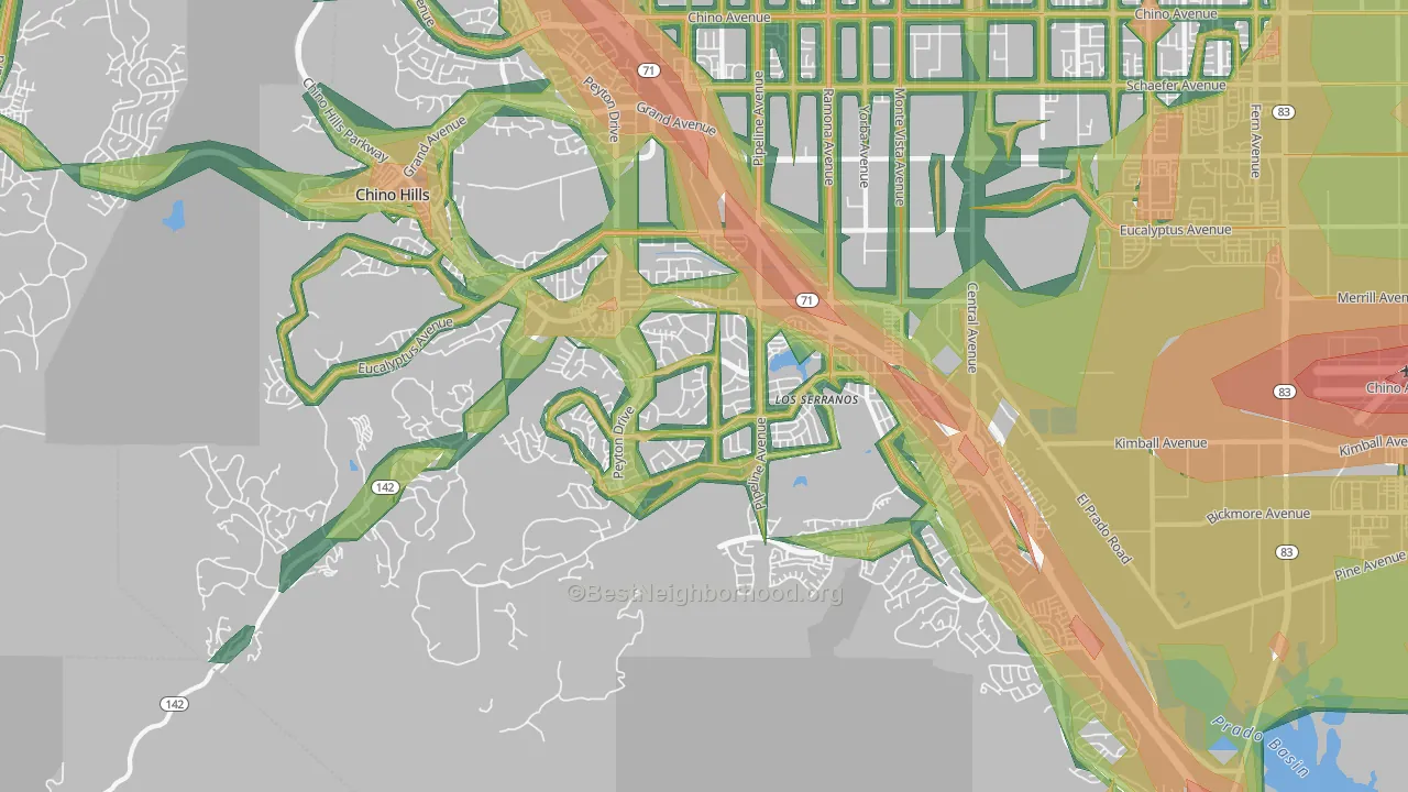 91709, CA Map of Noise Levels in 91709