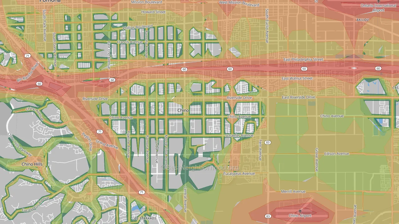 91710, CA Map of Noise Levels in 91710