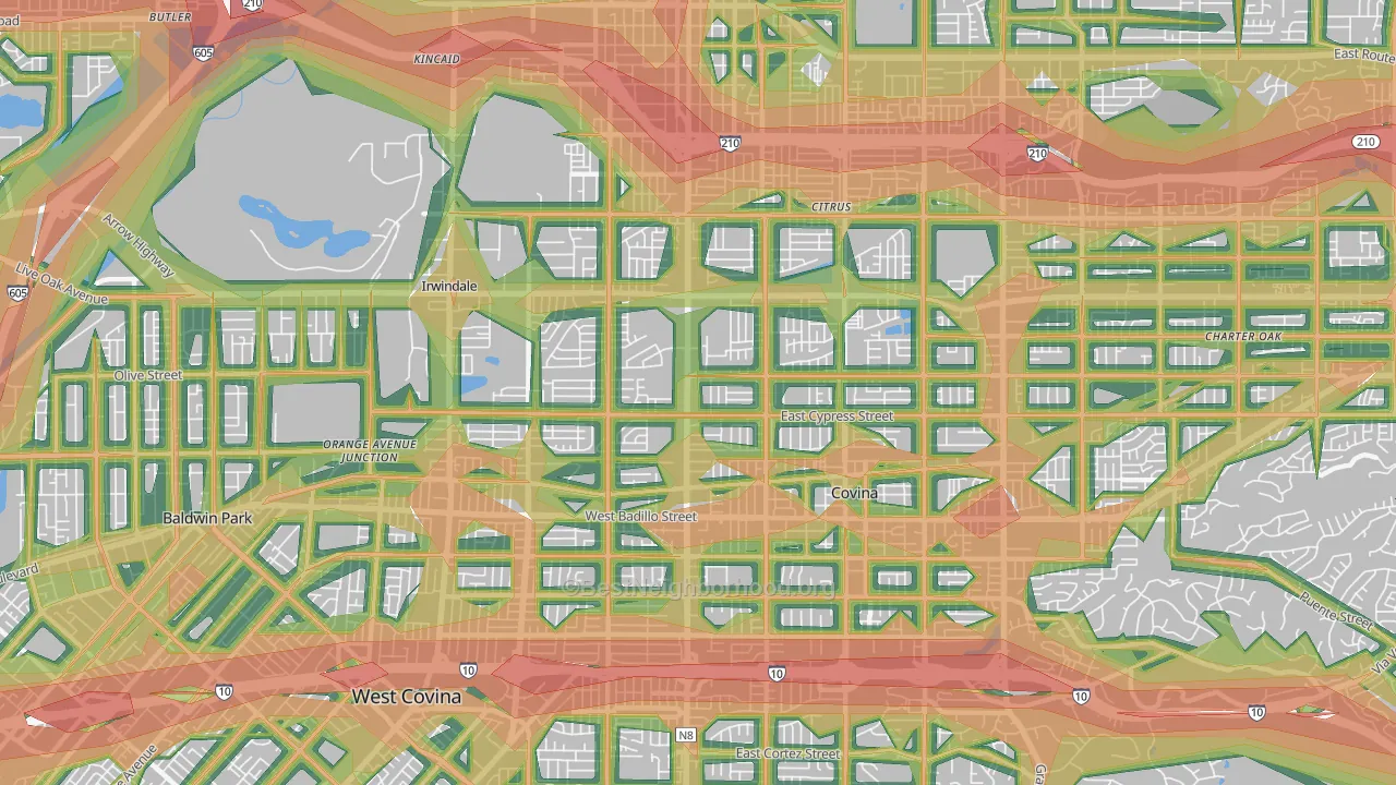 91722, CA Map of Noise Levels in 91722
