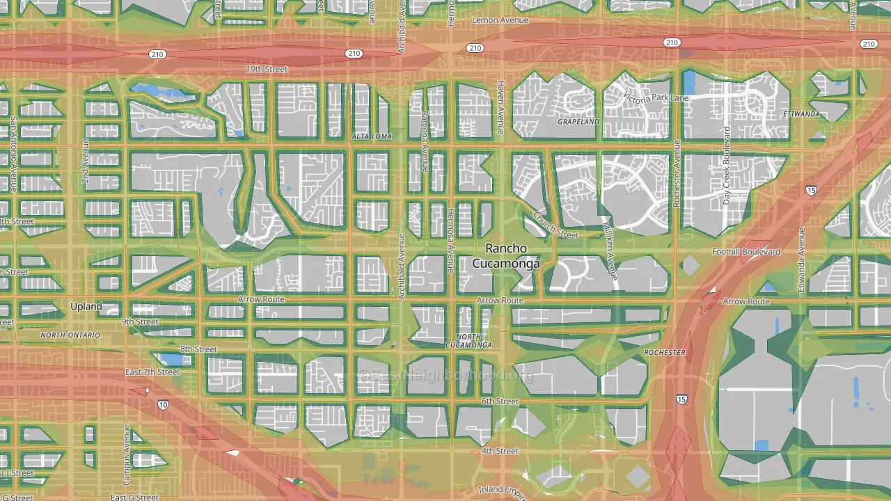 91730, CA Map of Noise Levels in 91730