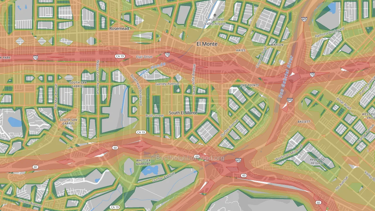 91733, CA Map of Noise Levels in 91733
