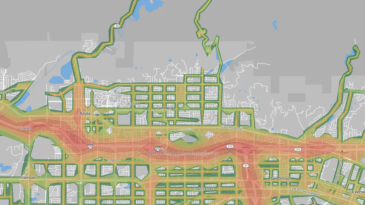 91741, CA Map of Noise Levels in 91741