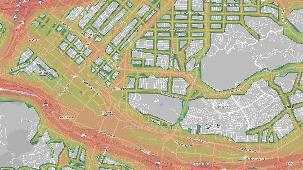 91744, CA Map of Noise Levels in 91744