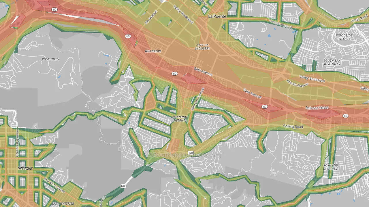 91745, CA Map of Noise Levels in 91745