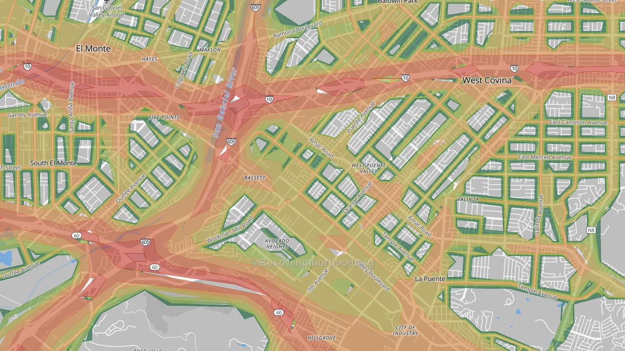 91746, CA Map of Noise Levels in 91746