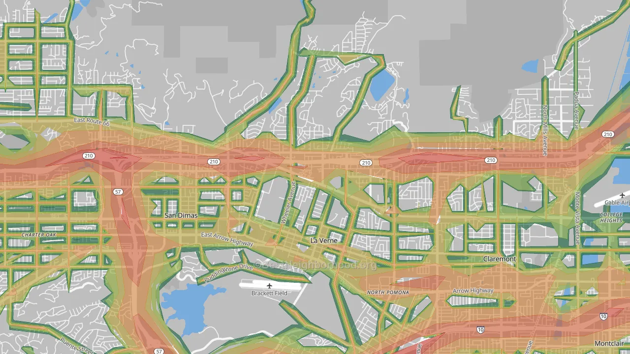 91750, CA Map of Noise Levels in 91750