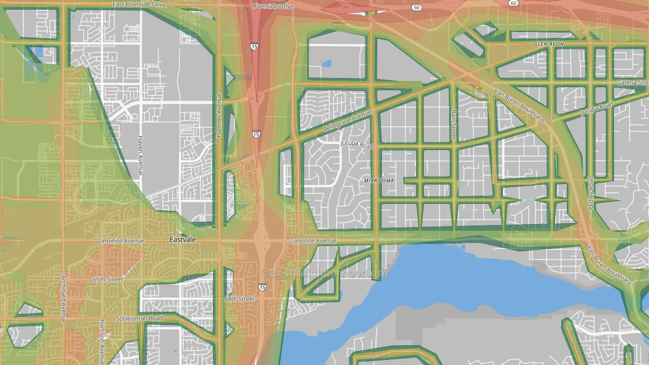 91752, CA Map of Noise Levels in 91752