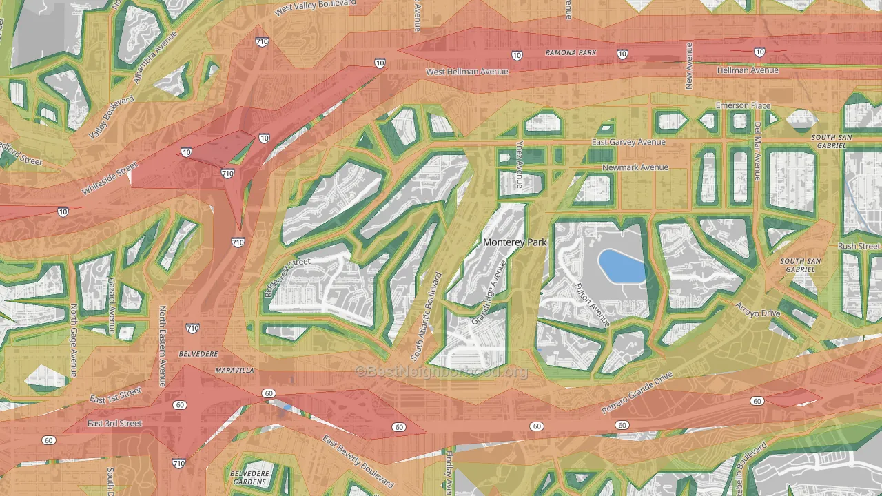 91754, CA Map of Noise Levels in 91754