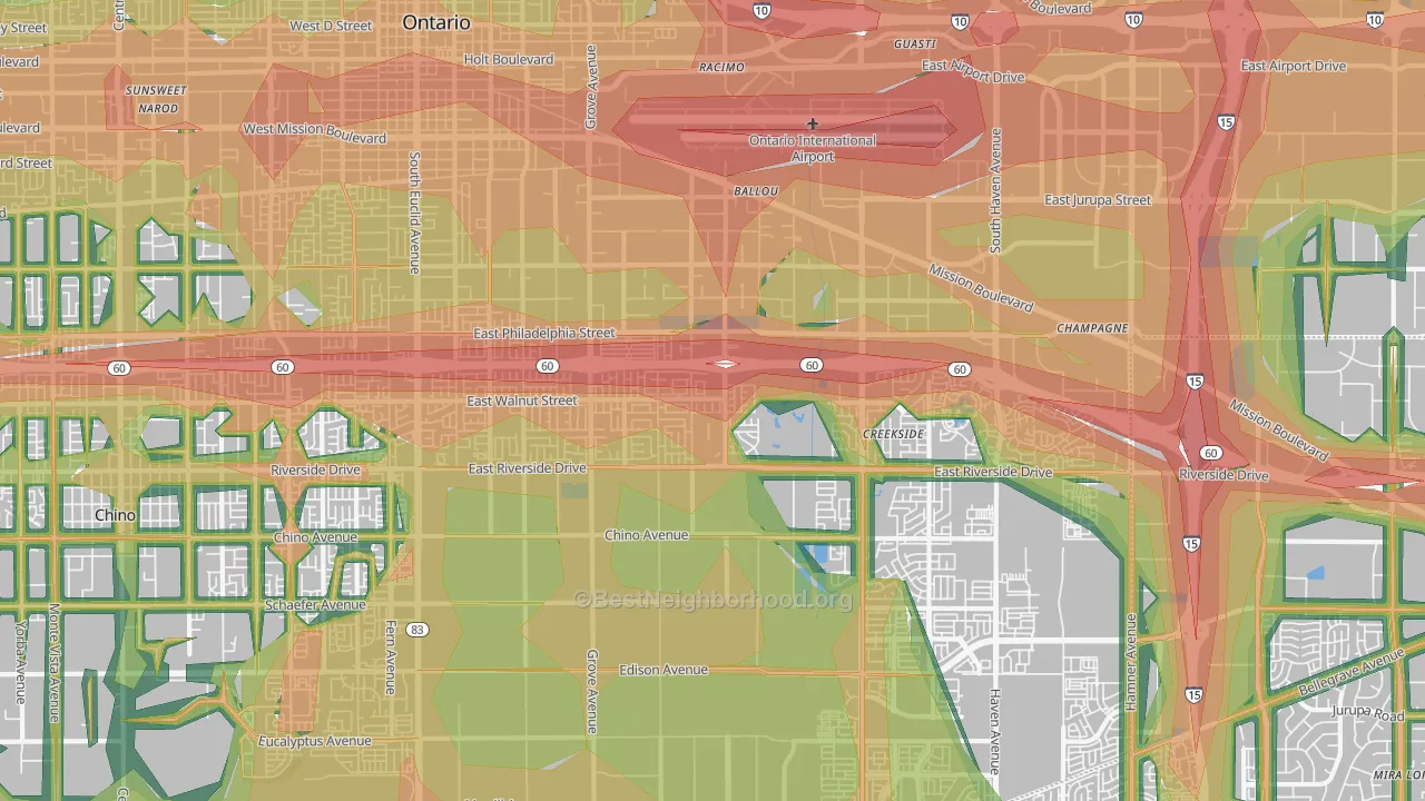 91761, CA Map of Noise Levels in 91761