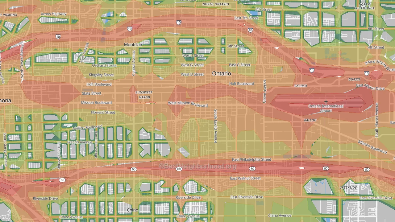 91762, CA Map of Noise Levels in 91762