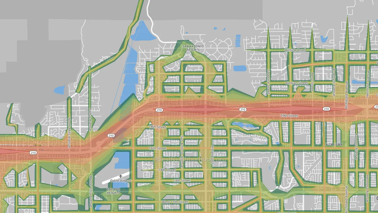 91784, CA Map of Noise Levels in 91784