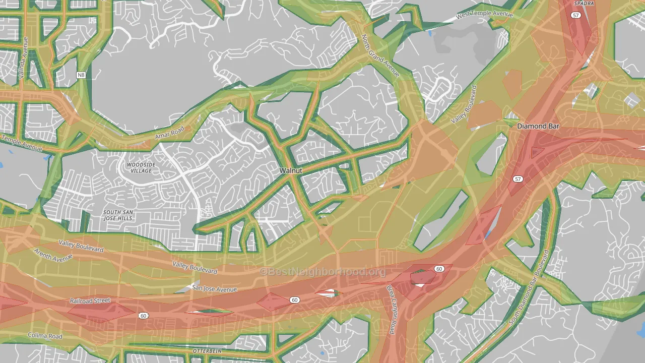91789, CA Map of Noise Levels in 91789