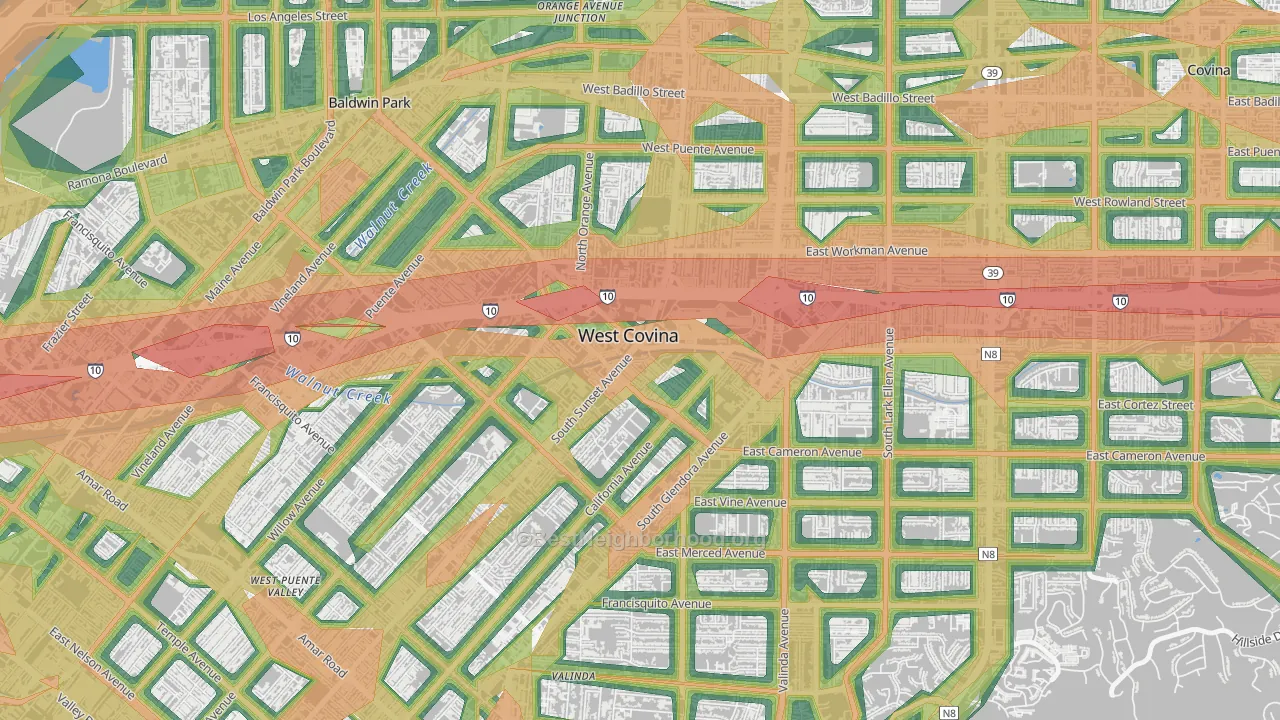91790, CA Map of Noise Levels in 91790