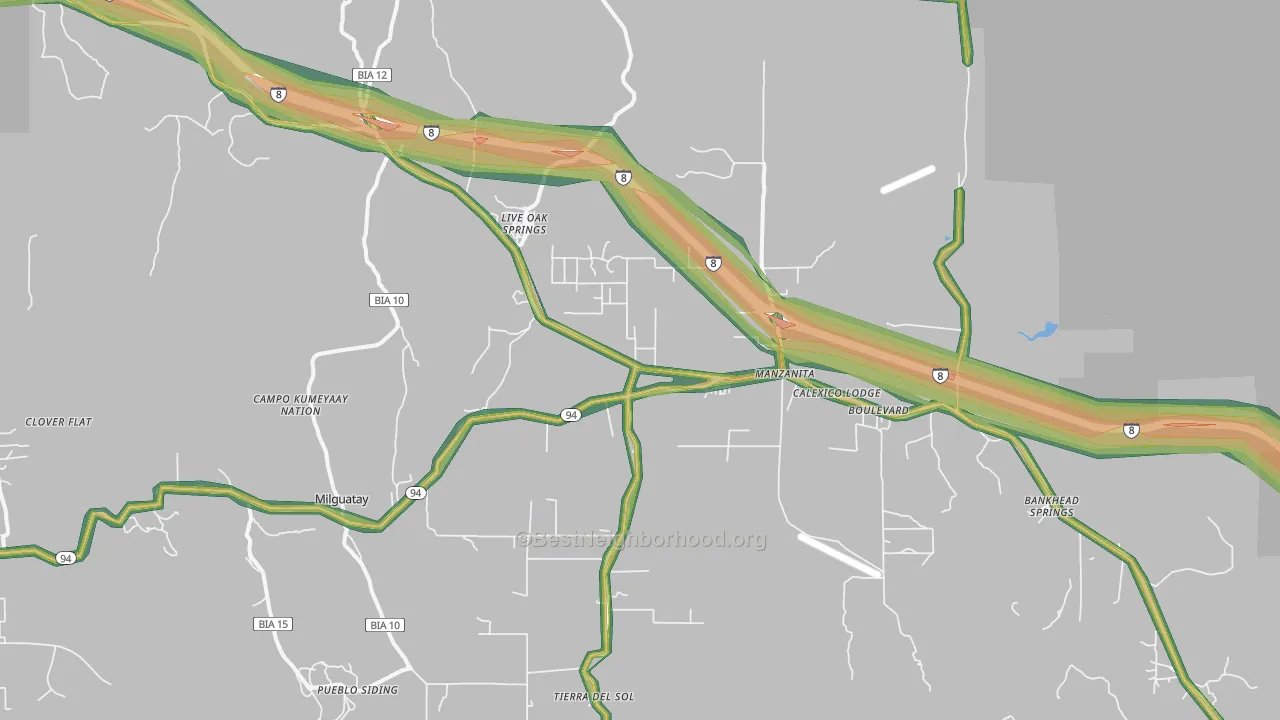 91905, CA Map of Noise Levels in 91905