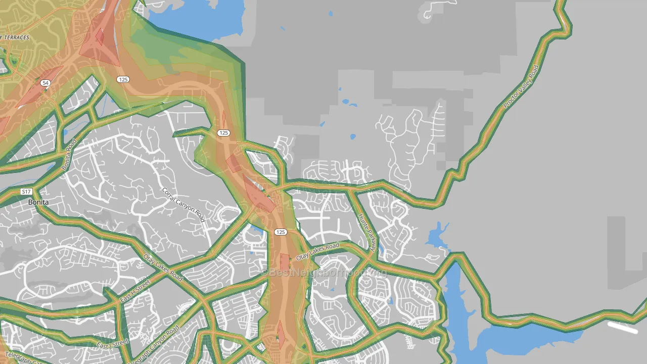 91914, CA Map of Noise Levels in 91914