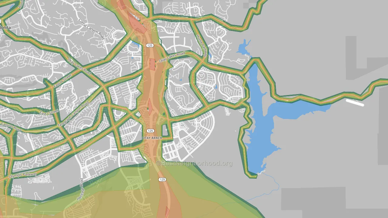 91915, CA Map of Noise Levels in 91915
