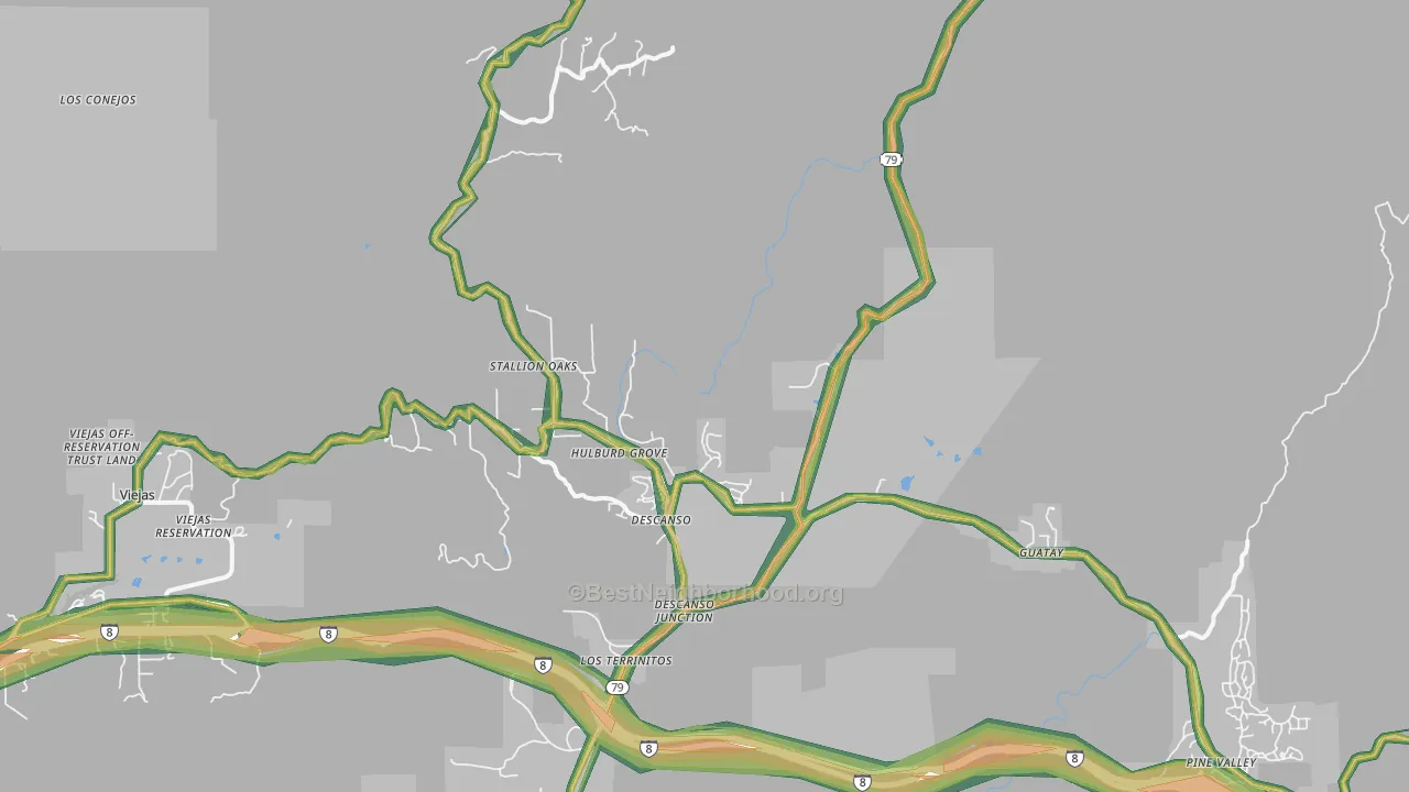91916, CA Map of Noise Levels in 91916