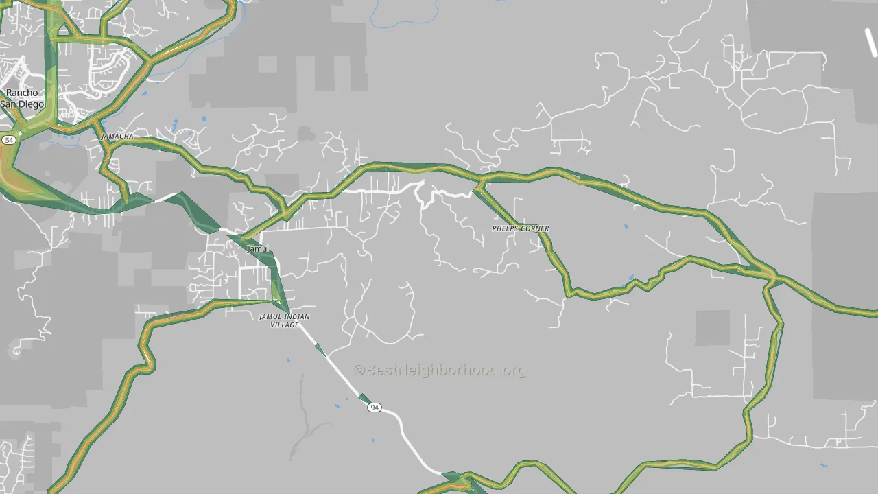 91935, CA Map of Noise Levels in 91935