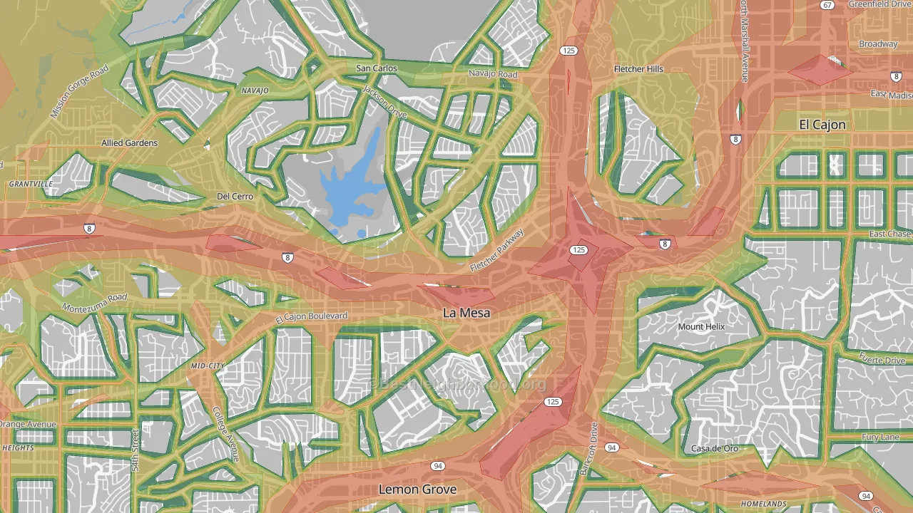 91942, CA Map of Noise Levels in 91942