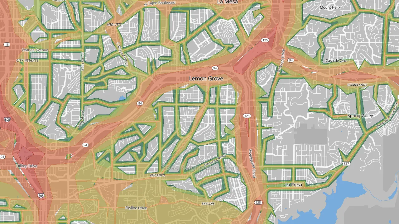 91945, CA Map of Noise Levels in 91945