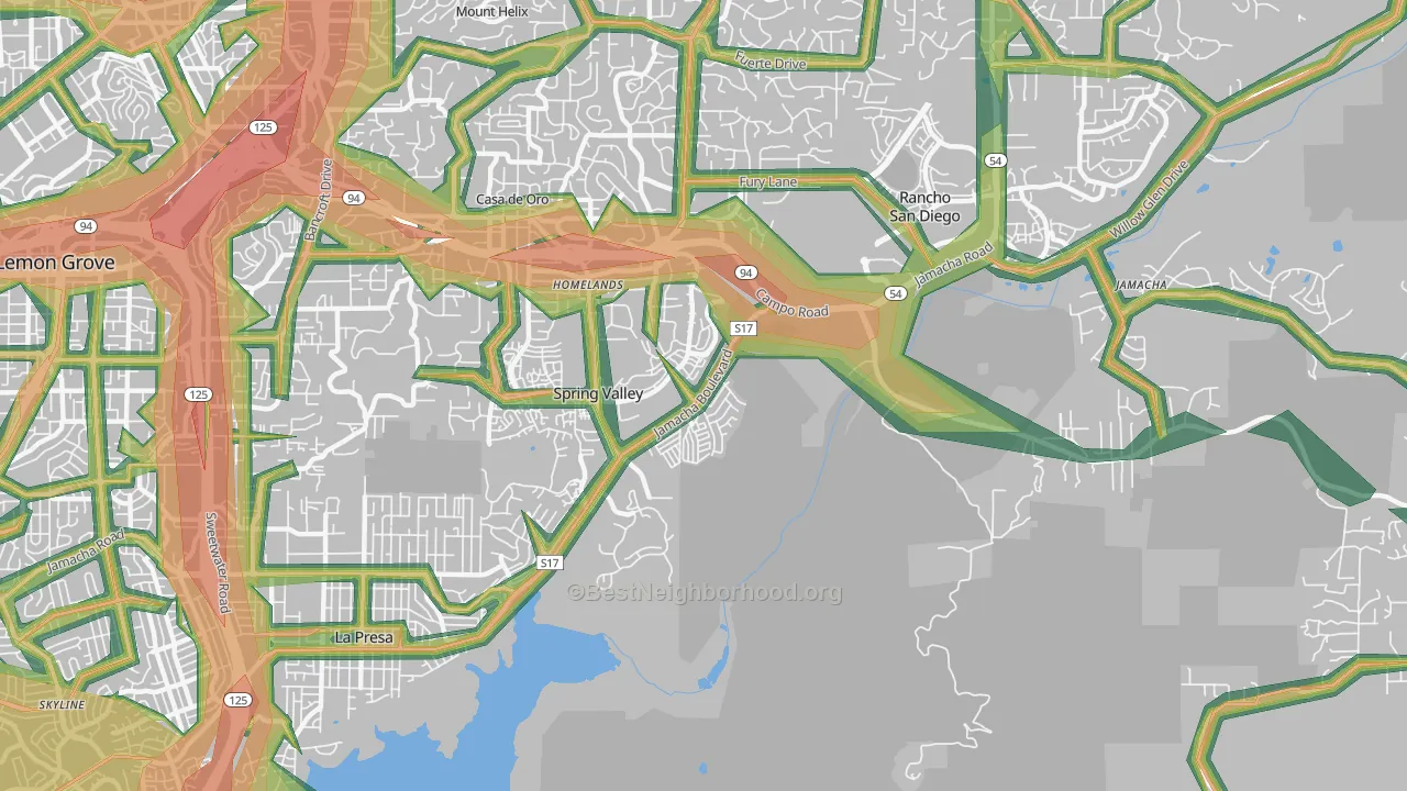 91978, CA Map of Noise Levels in 91978
