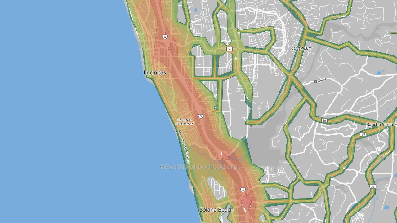 92007, CA Map of Noise Levels in 92007