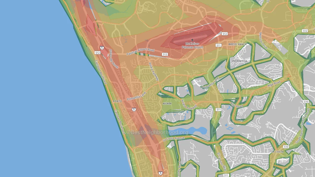 92011, CA Map of Noise Levels in 92011