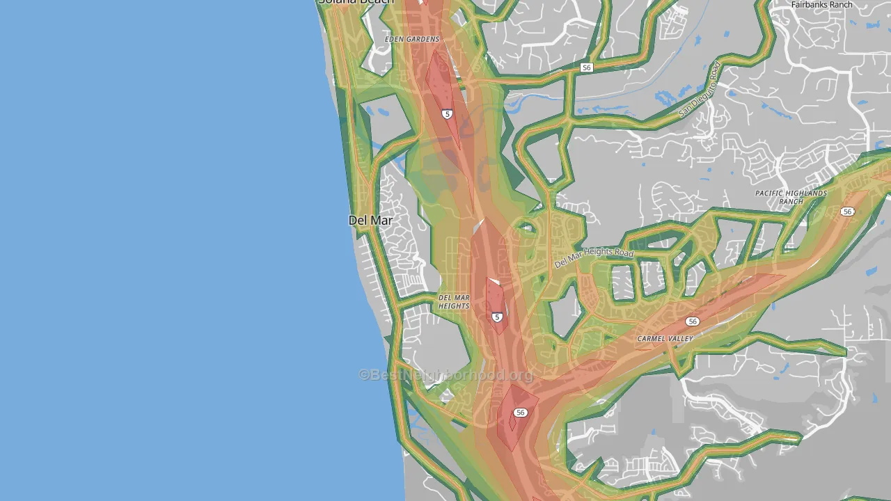 92014, CA Map of Noise Levels in 92014