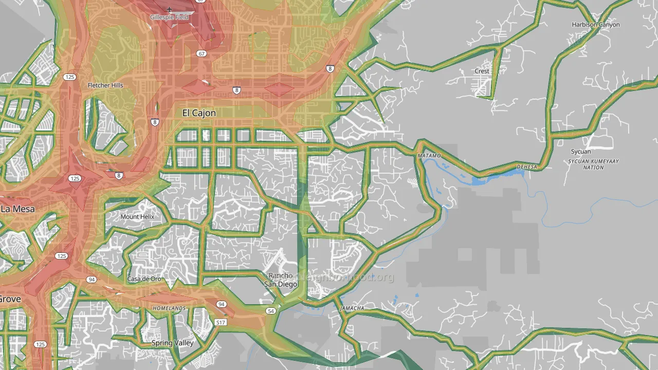 92019, CA Map of Noise Levels in 92019