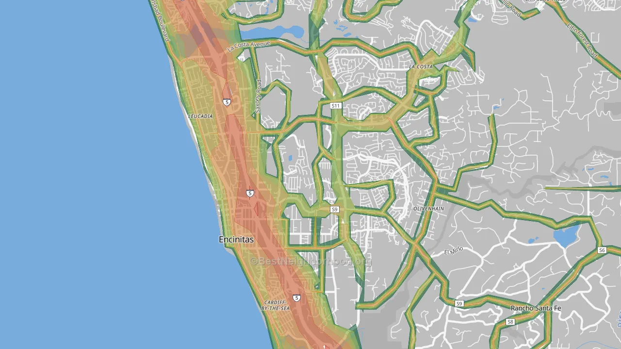 92024, CA Map of Noise Levels in 92024