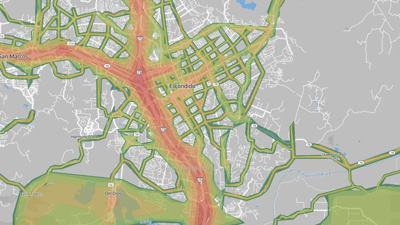 92025, CA Map of Noise Levels in 92025
