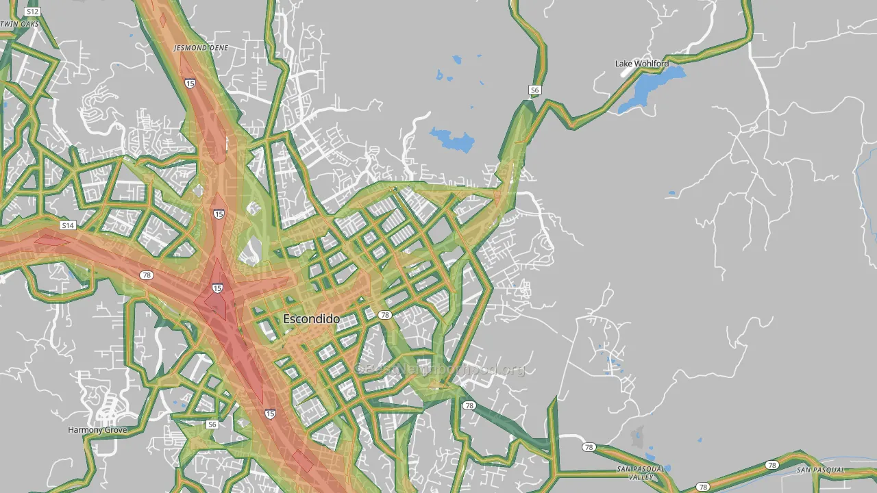 92027, CA Map of Noise Levels in 92027