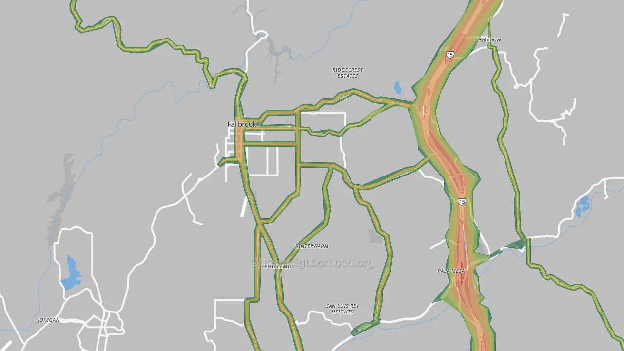 92028, CA Map of Noise Levels in 92028
