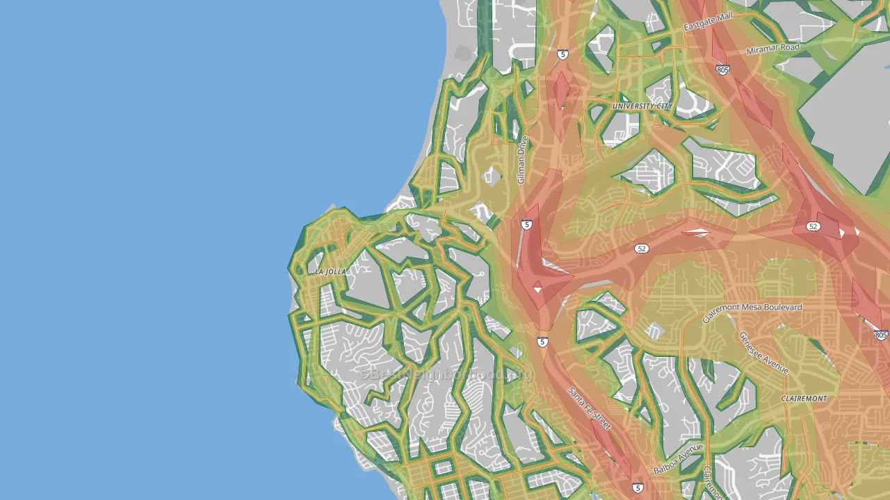 92037, CA Map of Noise Levels in 92037
