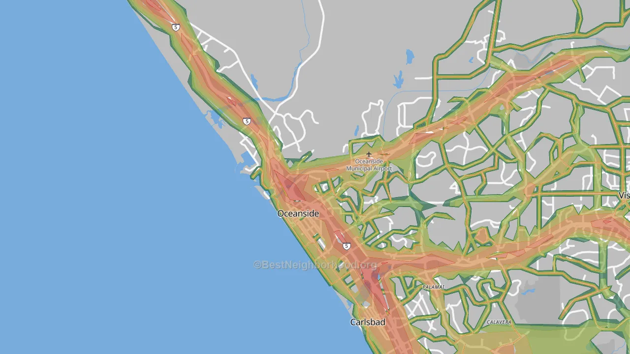 92054, CA Map of Noise Levels in 92054