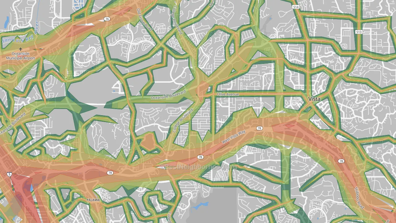 92056, CA Map of Noise Levels in 92056