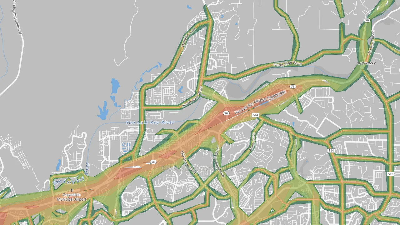 92057, CA Map of Noise Levels in 92057