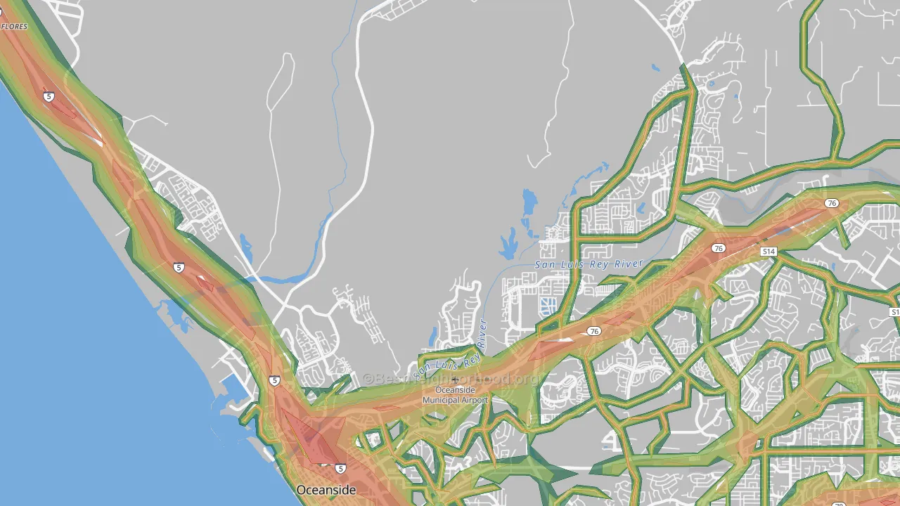 92058, CA Map of Noise Levels in 92058