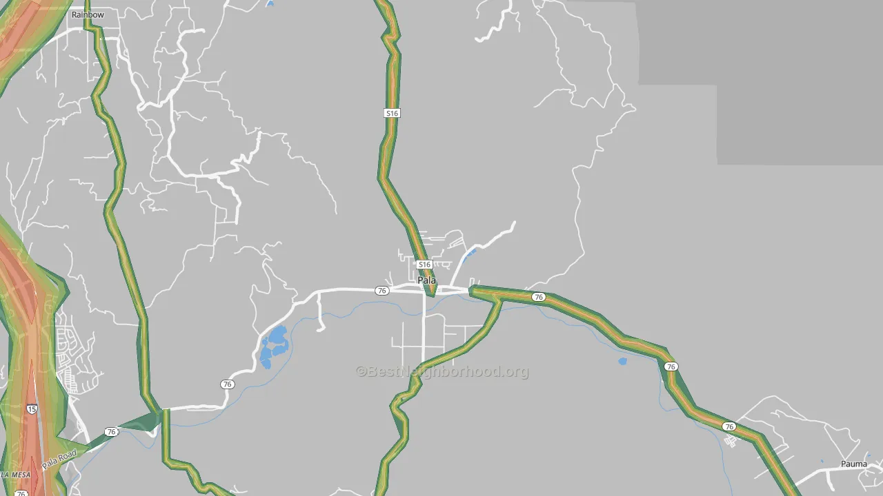 92059, CA Map of Noise Levels in 92059