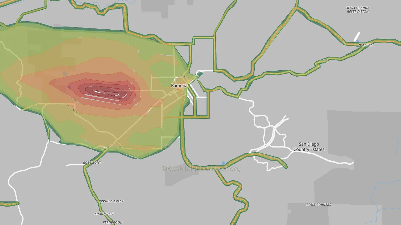 92065, CA Map of Noise Levels in 92065
