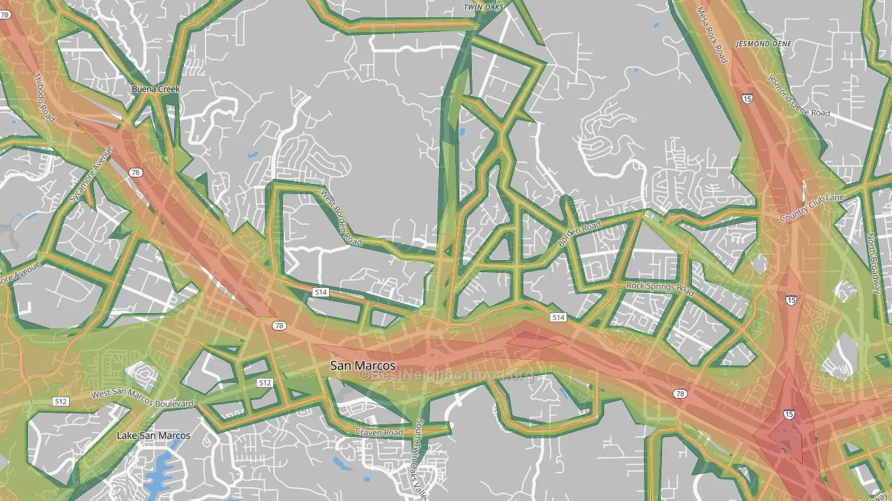 92069, CA Map of Noise Levels in 92069