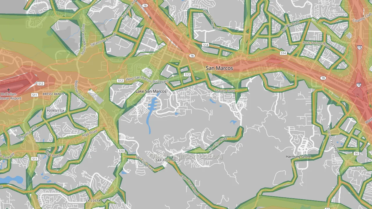 92078, CA Map of Noise Levels in 92078