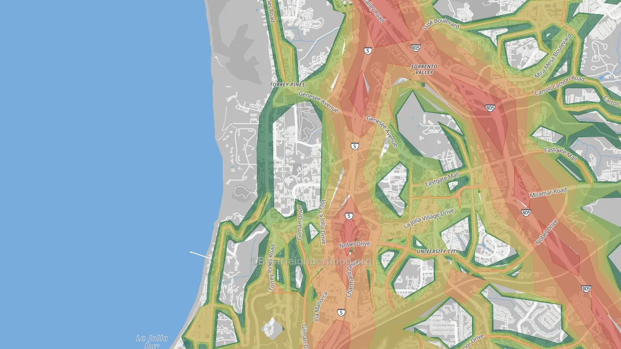 92093, CA Map of Noise Levels in 92093