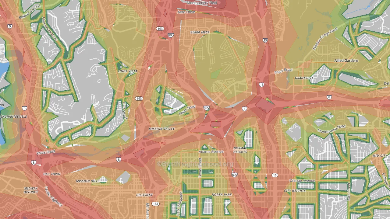92108, CA Map of Noise Levels in 92108
